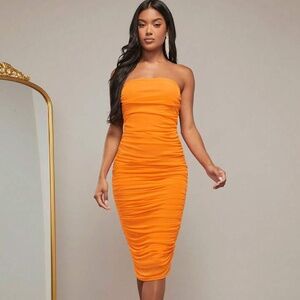 Orange Ruched Dress